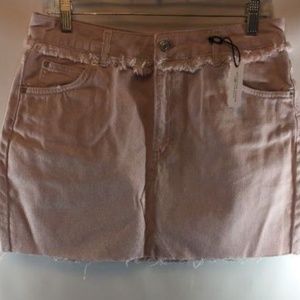 Topshop Skirt Moto Frayed‎ Denim Pink Women's Size US 10 UK 14 New $58